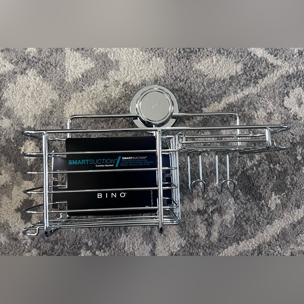 Silver - BINO SmartSuction Shower Combo Basket